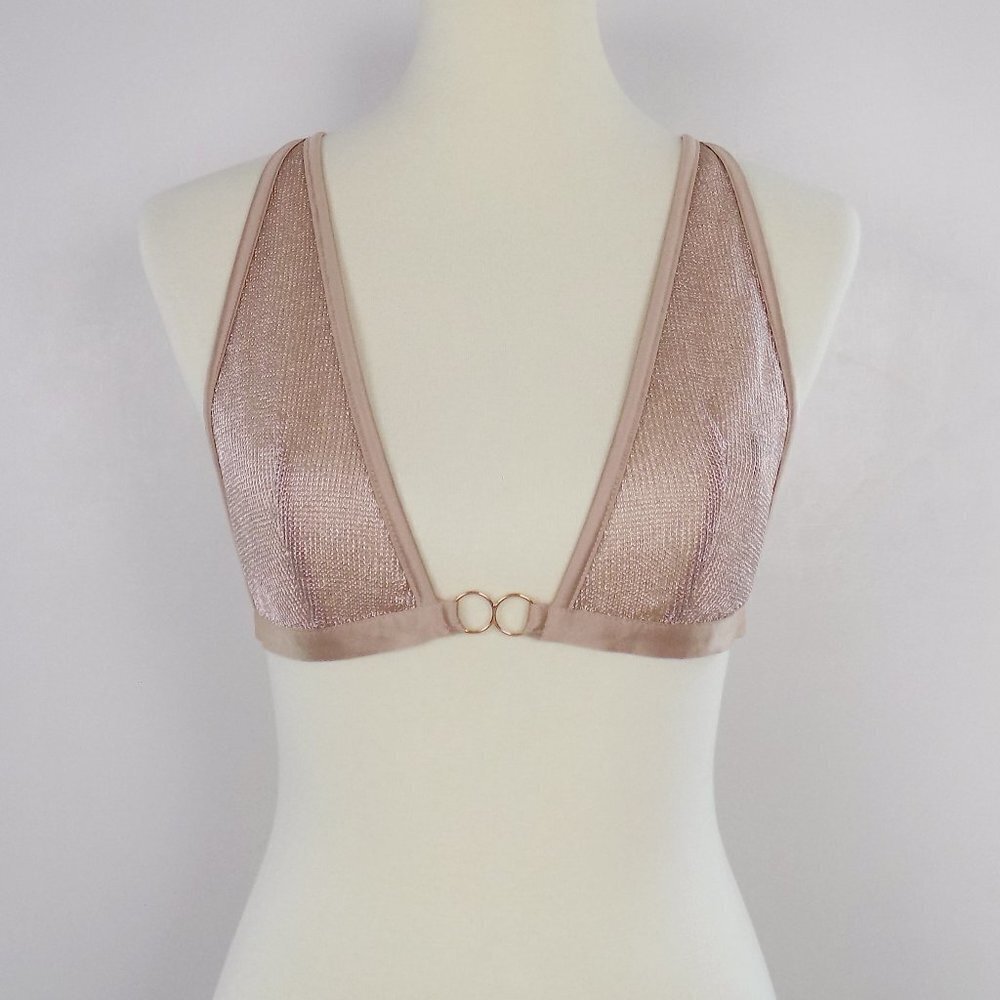 new! Victoria's Secret VS metallic chainmail knit plunge bralette bra 90s y2k